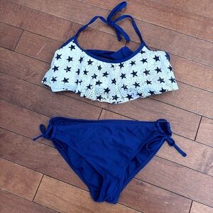 Endless Sun White Bikini with Star Pattern Top 4th of July Swimsuit